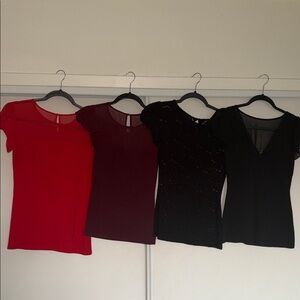 Express Women's Tops in Red, Burgundy, and Black